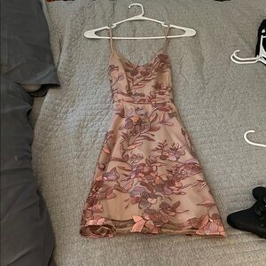 Floral Embroidered Pink Dress